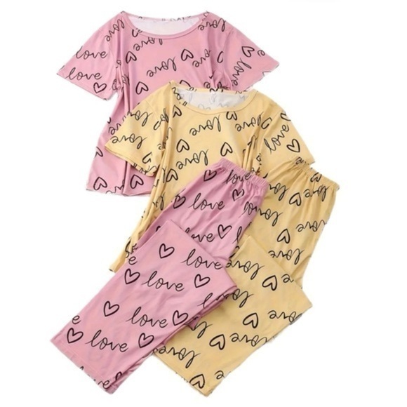 Women’s Cozy Pink & Yellow Pajamas Sets - Size XL - NWT - Picture 1 of 4
